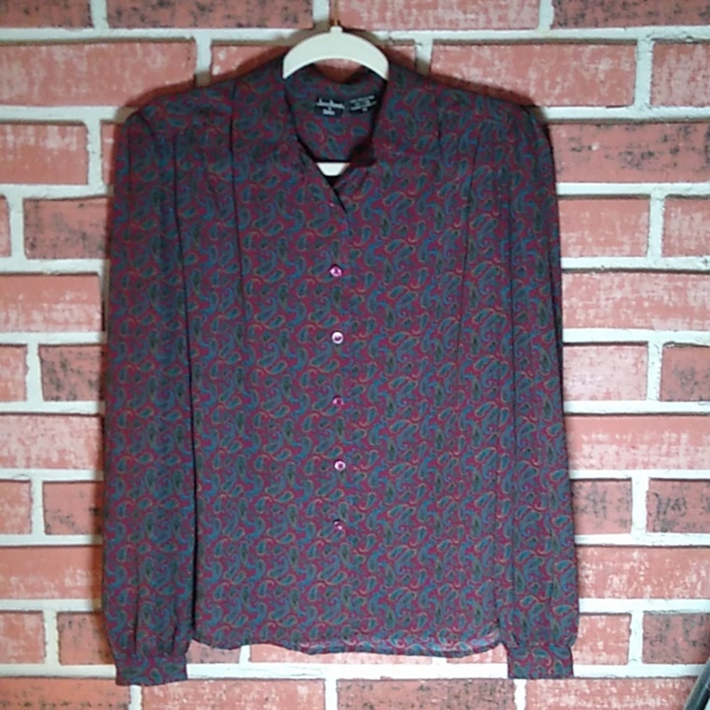 James Kenrob by Dalton polyester long sleeve blouse size 10